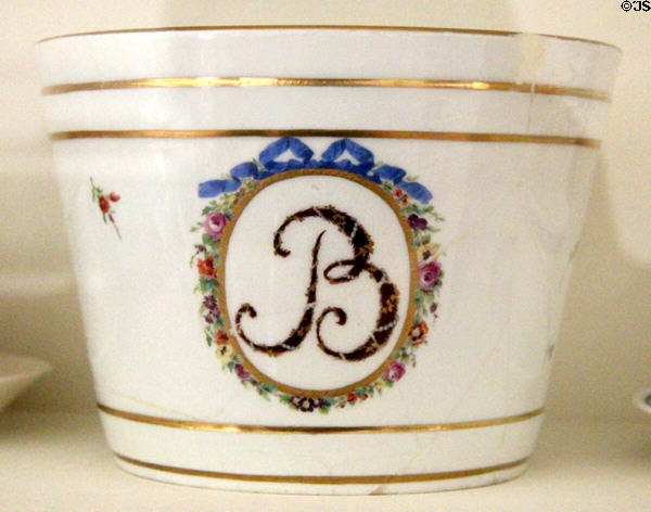Porcelain cup with letter B at Craigievar Castle. Alford, Scotland.