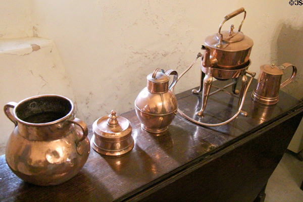 Copperware at Crathes Castle. Crathes, Scotland.