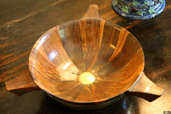 Three handled wooden quaich (18thC) at Crathes Castle. Crathes, Scotland.