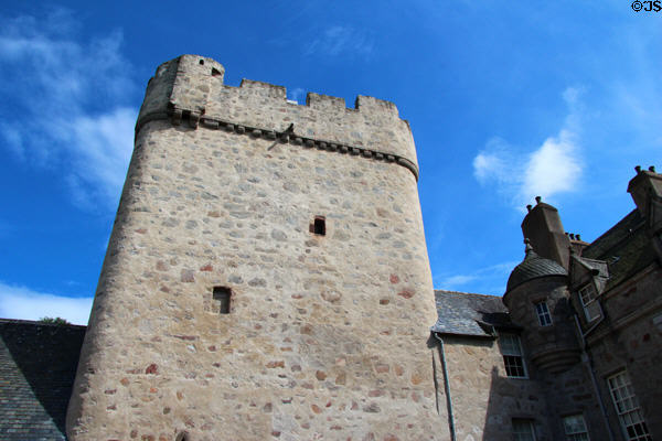 Drum Castle tower with newer wing. Drumoak, Scotland.
