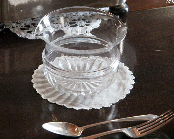 Glass rinser for cleaning wine glasses on dining room table at Drum Castle. Drumoak, Scotland.