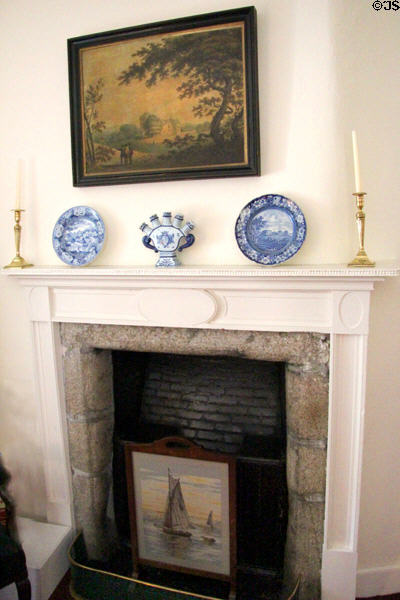 Fireplace in cross chamber at Drum Castle. Drumoak, Scotland.