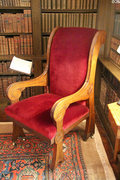Armchair in library at Drum Castle. Drumoak, Scotland.