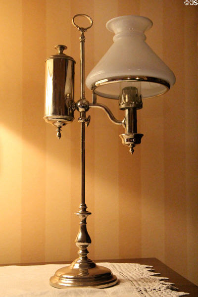 Adjustable height Argand table lamp at Castle Fraser. Aberdeenshire, Scotland.