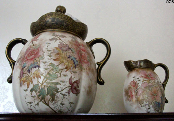 Painted glassware at Fyvie Castle. Turriff, Scotland.