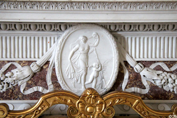 Detail of Italian chimney piece in drawing room at Fyvie Castle. Turriff, Scotland.