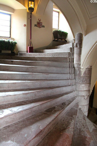 Grand spiral staircase at Fyvie Castle. Turriff, Scotland.