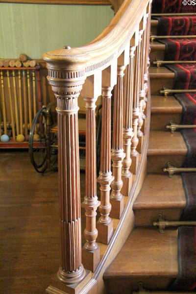 Entrance hall staircase newel post at Haddo House. Methlick, Scotland.