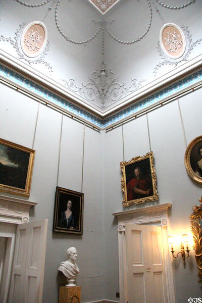 Square room with Adamesque ceiling at Haddo House. Methlick, Scotland.