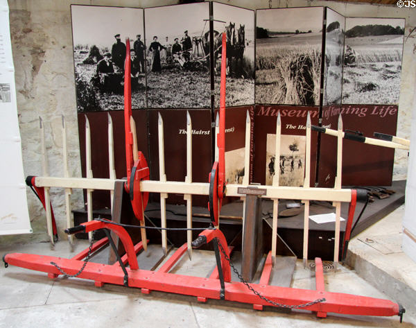 Tummlin' tam hay rake in Museum of Farming Life at Pitmedden Garden. Pitmedden, Scotland.