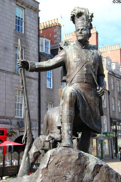 Gordon Highlanders monument (2011) by Mark Richards on Castlegate square. Aberdeen, Scotland.