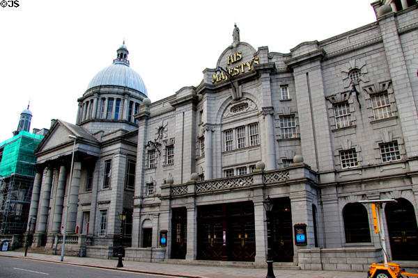 St Mark's Church (1892) & His Majesty's Theatre (1904-6) on Rosemount Viaduct. Aberdeen, Scotland.