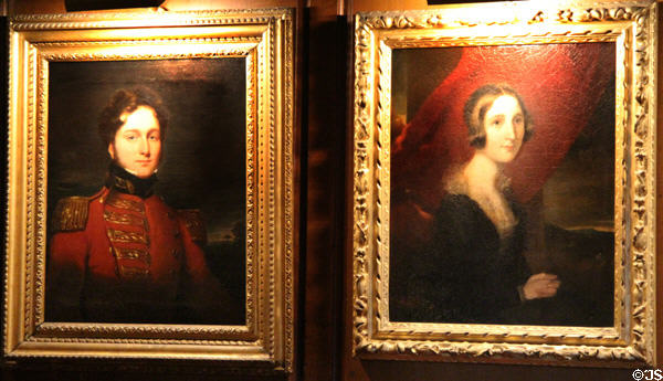 Family portraits in dining room at Brodie Castle. Brodie, Scotland.