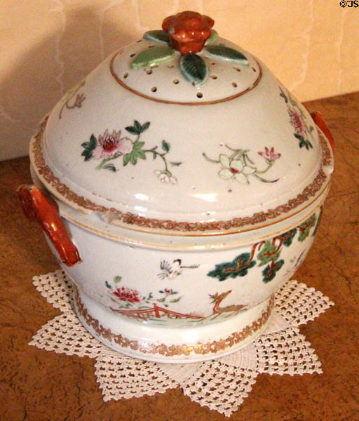 Porcelain covered bowl at Brodie Castle. Brodie, Scotland.
