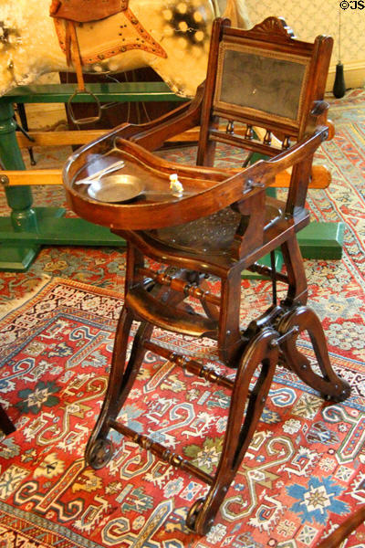 Convertible child's highchair & rocking chair at Brodie Castle. Brodie, Scotland.