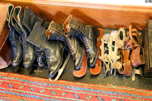 Antique ice skates at Brodie Castle. Brodie, Scotland.