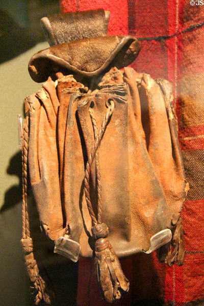 Leather sporran (17thC) at Culloden Moor Visitor Centre. Culloden Moor, Scotland.