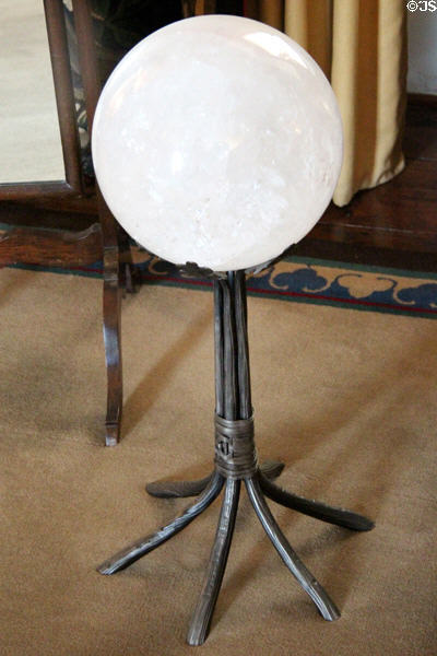 Glass globe on bentwood stand with six legs at Cawdor Castle. Cawdor, Scotland.