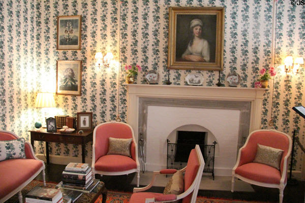 Lady Caroline Campbell of Cawdor portrait by Beechey over fireplace in Woodcock bedroom at Cawdor Castle. Cawdor, Scotland.