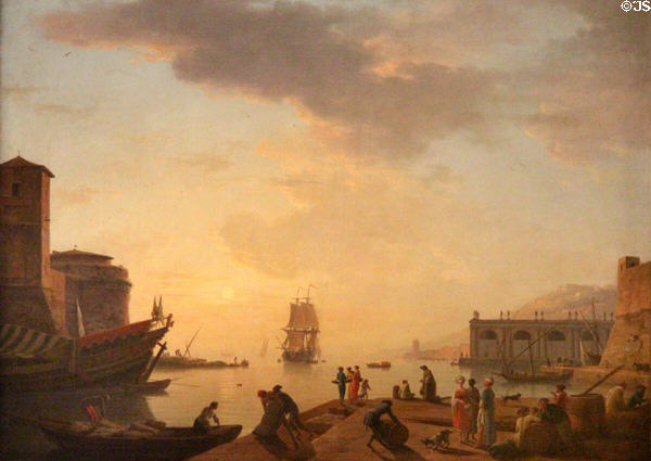 Evening seascape painting by Joseph Vernet at Cawdor Castle. Cawdor, Scotland.