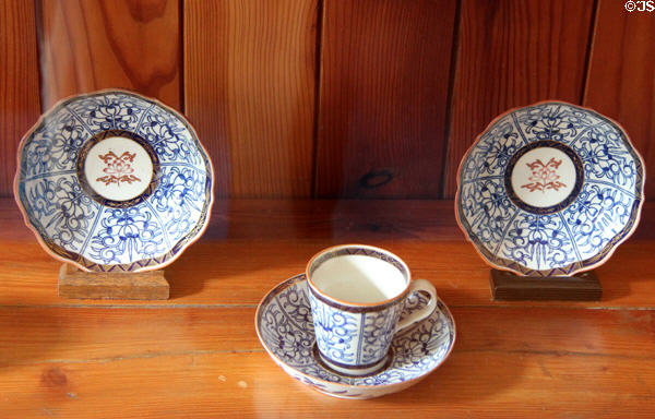 Blue & gold porcelain in kitchen at Cawdor Castle. Cawdor, Scotland.