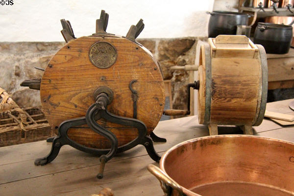 Knife cleaner & butter churn at Cawdor Castle. Cawdor, Scotland.
