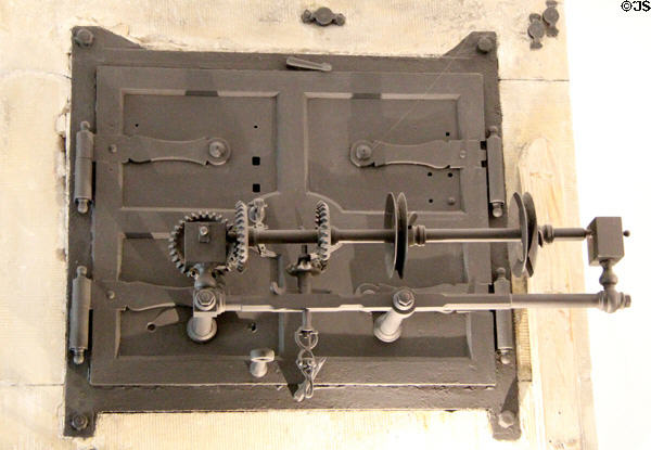 Clockwork roasting device at Cawdor Castle. Cawdor, Scotland.