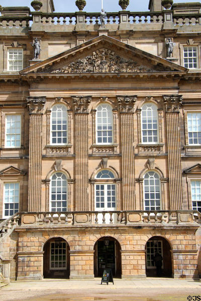 Neoclassical facade details of Duff House. Banff, Scotland.