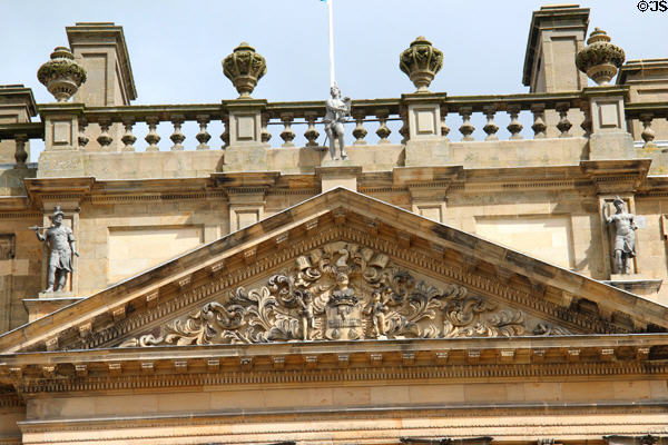 Pediment above entrance of Duff House. Banff, Scotland.