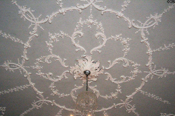 William Adam ceiling in dining room at Duff House. Banff, Scotland.