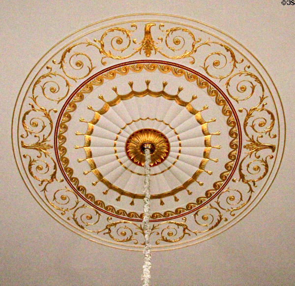 William Adam ceiling in great drawing room at Duff House. Banff, Scotland.