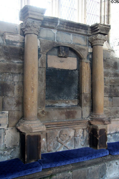 Tomb in chapter house at Elgin Cathedral. Elgin, Scotland.