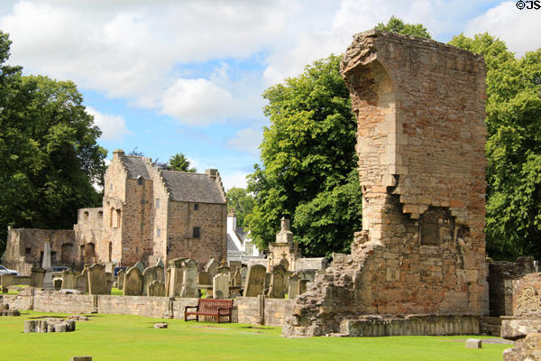 Heritage building containing museum over graveyard at Elgin Cathedral. Elgin, Scotland.