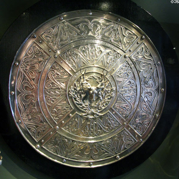 Seaforth Shield silver shooting trophy of Ross Highland Rifle Volunteers at Fort George Highlanders' Museum. Fort George, Scotland.