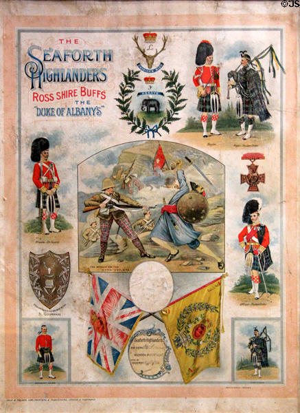 Enlistment certificate (1906) for Seaforth Highlanders at Fort George Highlanders' Museum. Fort George, Scotland.