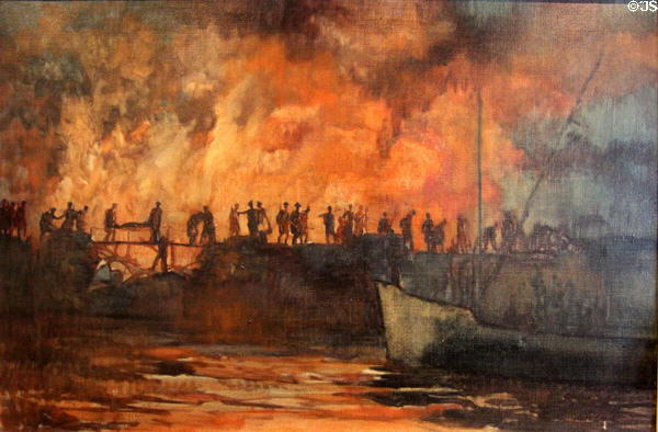 Mole at Dunkirk painting (1940) at Fort George Highlanders' Museum. Fort George, Scotland.