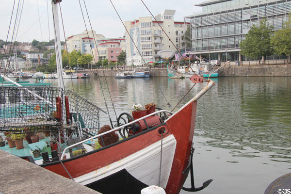 Pleasure boat moored at Floating Harbour. Bristol, England.