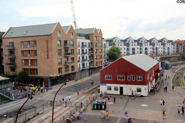 Multi-storey row housing (Anchorage) overlooking Floating Harbour. Bristol, England.
