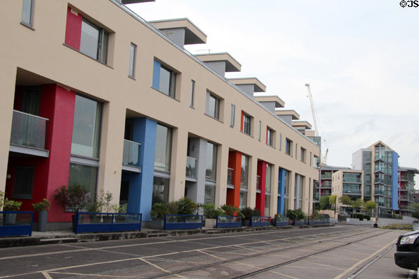 Modern style row housing overlooking Floating Harbour. Bristol, England.