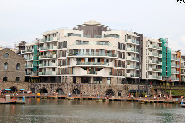 Large modern housing development overlooking Floating Harbour. Bristol, England.