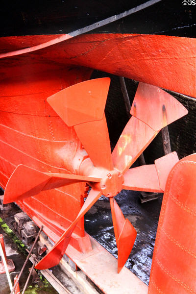 Propeller of SS Great Britain, the first ship to cross the Atlantic using a propeller. Bristol, England.