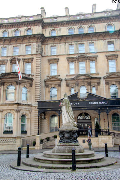 Statue of Queen Victoria in front of Bristol Royal Marriott Hotel. Bristol, England.