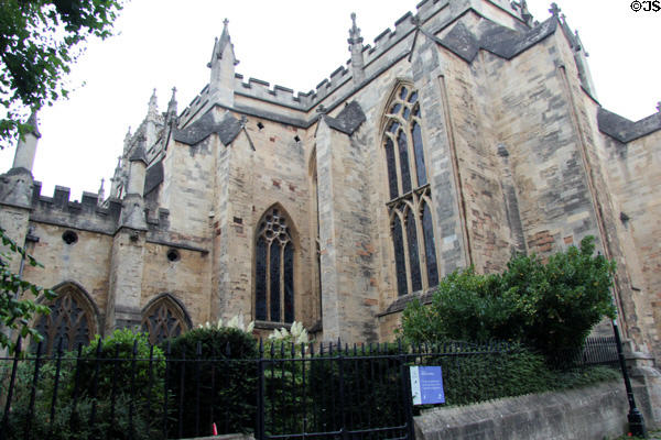 Side view of structure of Bristol Cathedral. Bristol, England.
