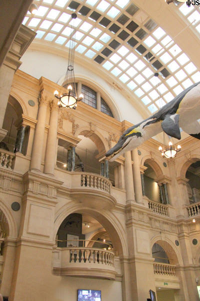 Vaulted entrance lobby with mezzanines at Bristol Museum & Art Gallery. Bristol, England.
