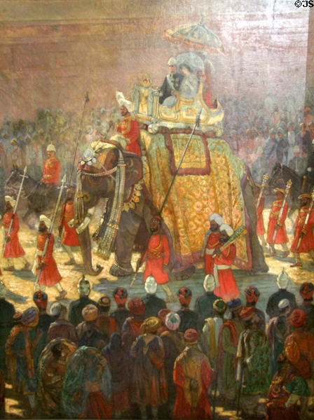 Detail of Delhi Durbar of 1903, The Governor's Procession or The State Entry painting (1907) by Roderick Dempster Mackenzie at Bristol Museum & Art Gallery. Bristol, England.