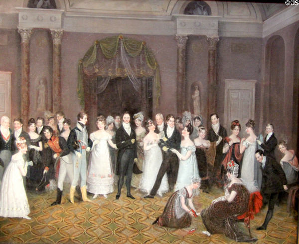 The Cloak-Room, Clifton Assembly Rooms painting (1818) by Rolinda Sharples at Bristol Museum & Art Gallery. Bristol, England.