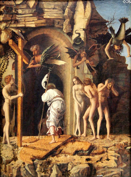 The Descent of Christ into Limbo painting (c 1475-80) by Giovanni Bellini at Bristol Museum & Art Gallery. Bristol, England.