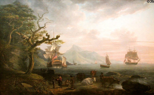 A View of Nevis from St Kitts painting (1790) by Nicholas Pocock at Bristol Museum & Art Gallery. Bristol, England.