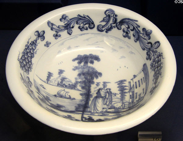 Ceramic bowl (c1750-70) depicting English scene, made in Bristol, at Bristol Museum & Art Gallery. Bristol, England.