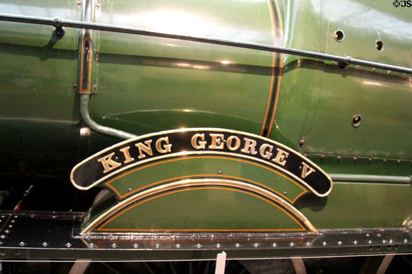 King George V Locomotive 6000 designed in the 1920's (and retired in 1962) designed by GWR Chief Mechanical Engineer Charles Collett and, at the time, the most powerful express passenger steam locomotive in Britain at STEAM Museum of Great Western Railway. Swindon, England.